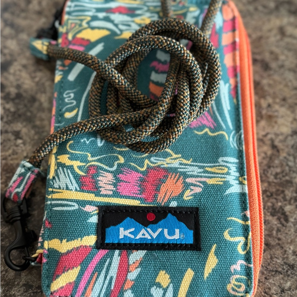 Kavu Teal and Orange Patterned Crossbody Bag